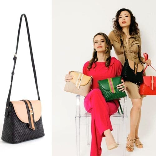 Gunas New York Kate Black Vegan Basket Crossbody Bag 6