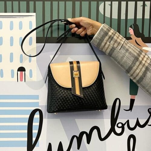 Gunas New York Kate Black Vegan Basket Crossbody Bag 7