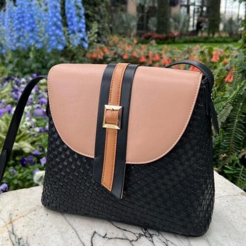 Gunas New York Kate Black Vegan Basket Crossbody Bag 8