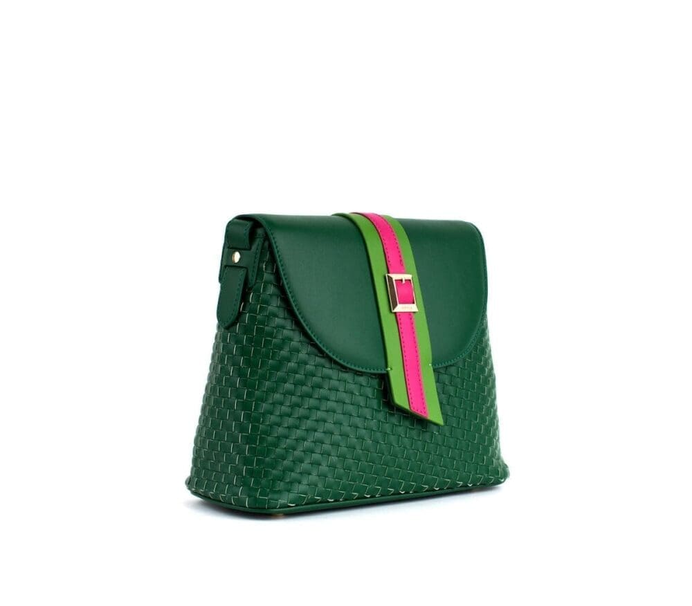 Gunas New York Kate Green Vegan Basket Crossbody Bag 2