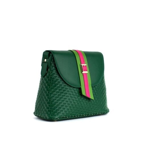Gunas New York Kate Green Vegan Basket Crossbody Bag 2