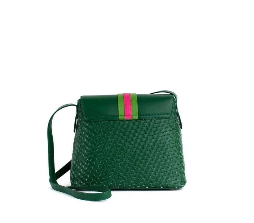 Gunas New York Kate Green Vegan Basket Crossbody Bag 3