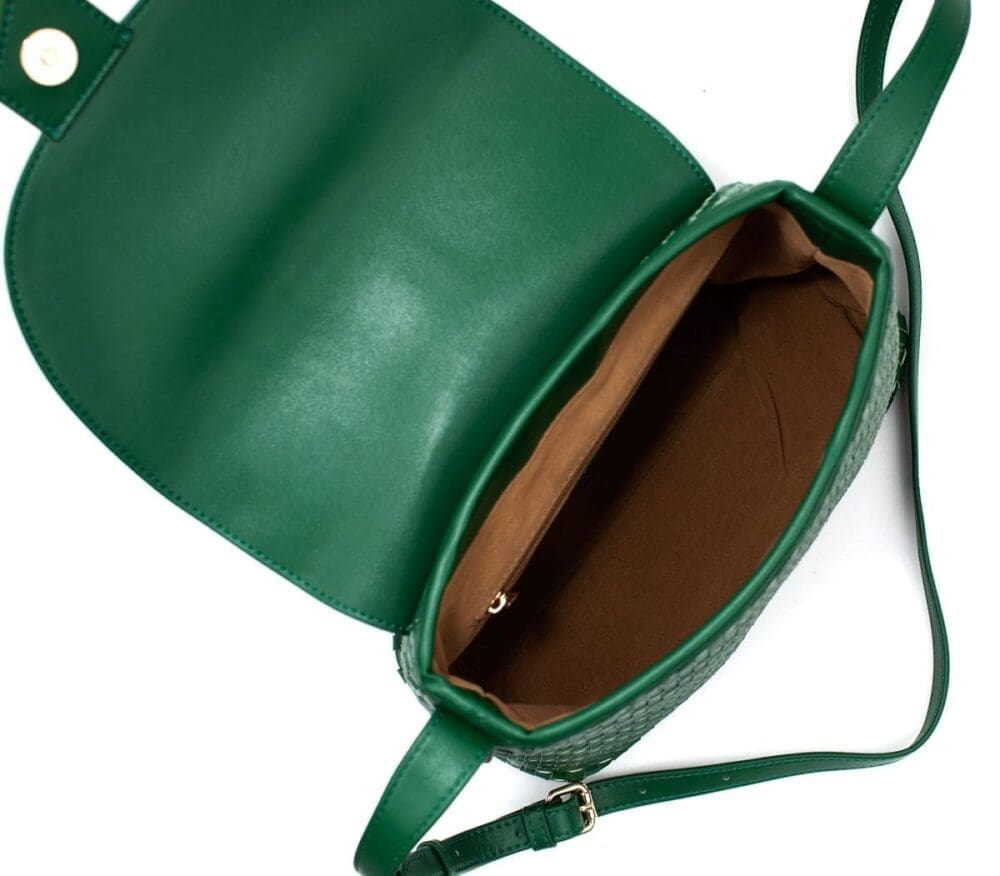 Gunas New York Kate Green Vegan Basket Crossbody Bag 4