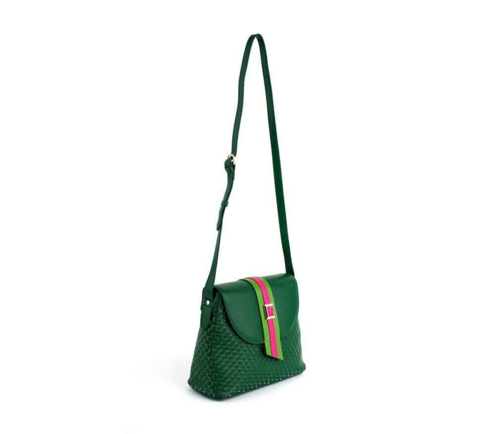 Gunas New York Kate Green Vegan Basket Crossbody Bag 5