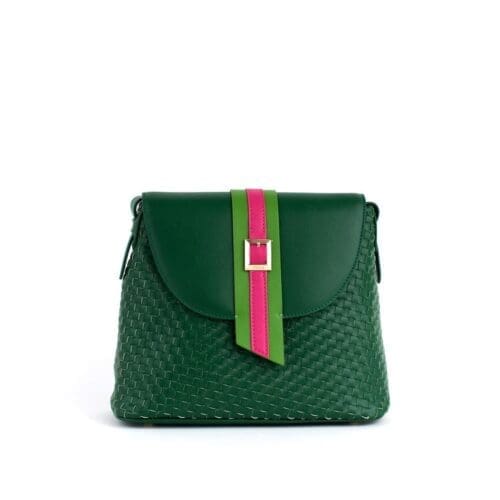 Gunas New York Kate Green Vegan Basket Crossbody Bag