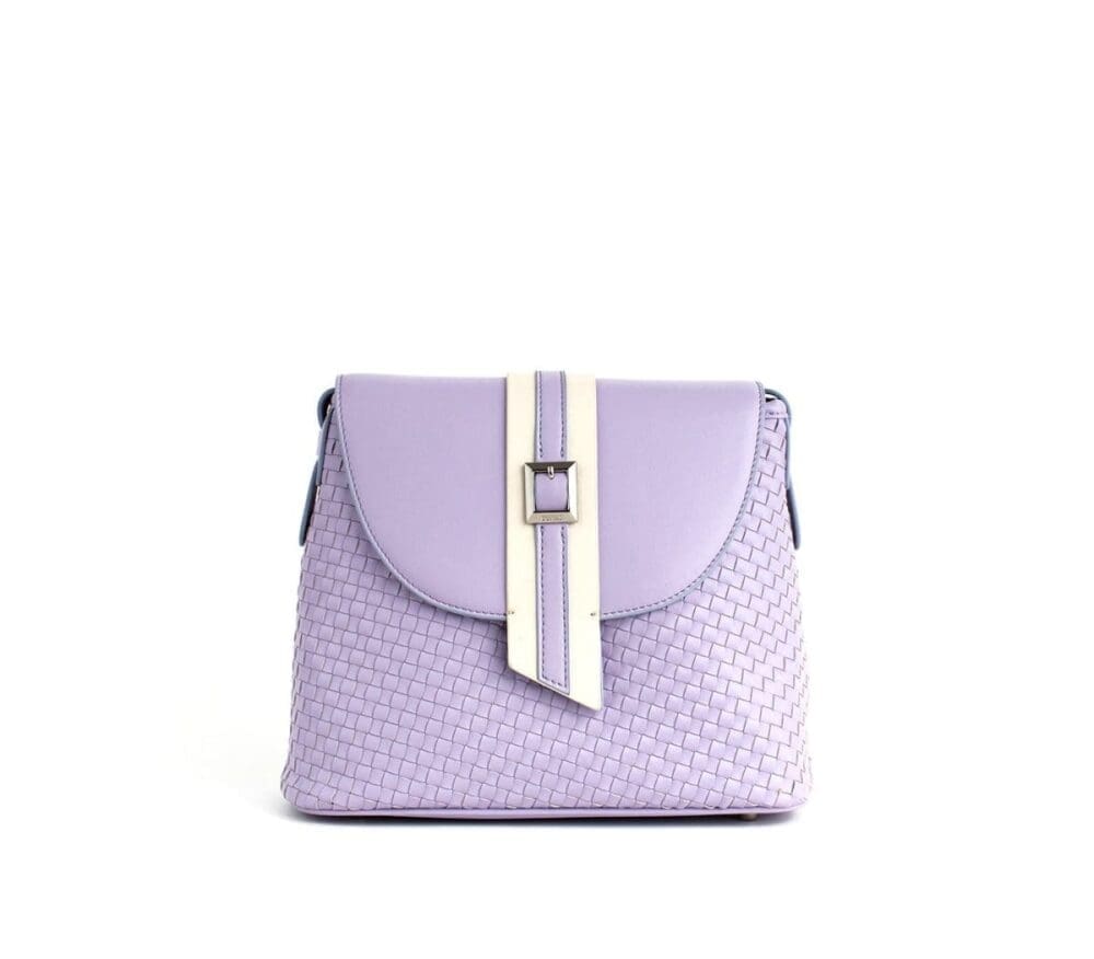 Gunas New York Kate Lilac Vegan Basket Weave Crossbody Bag