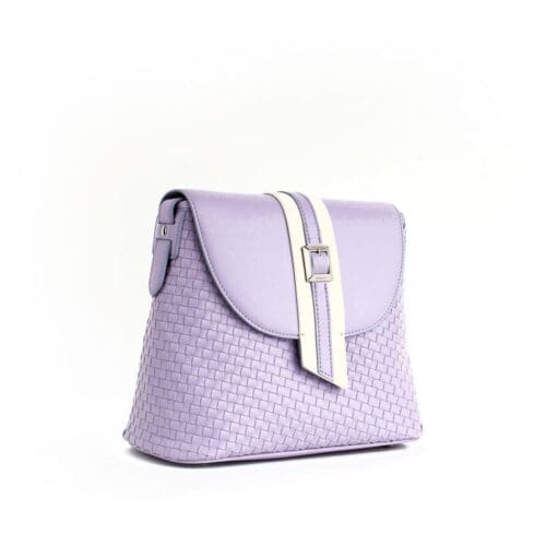 Gunas New York Kate Lilac Vegan Basket Weave Crossbody Bag 2
