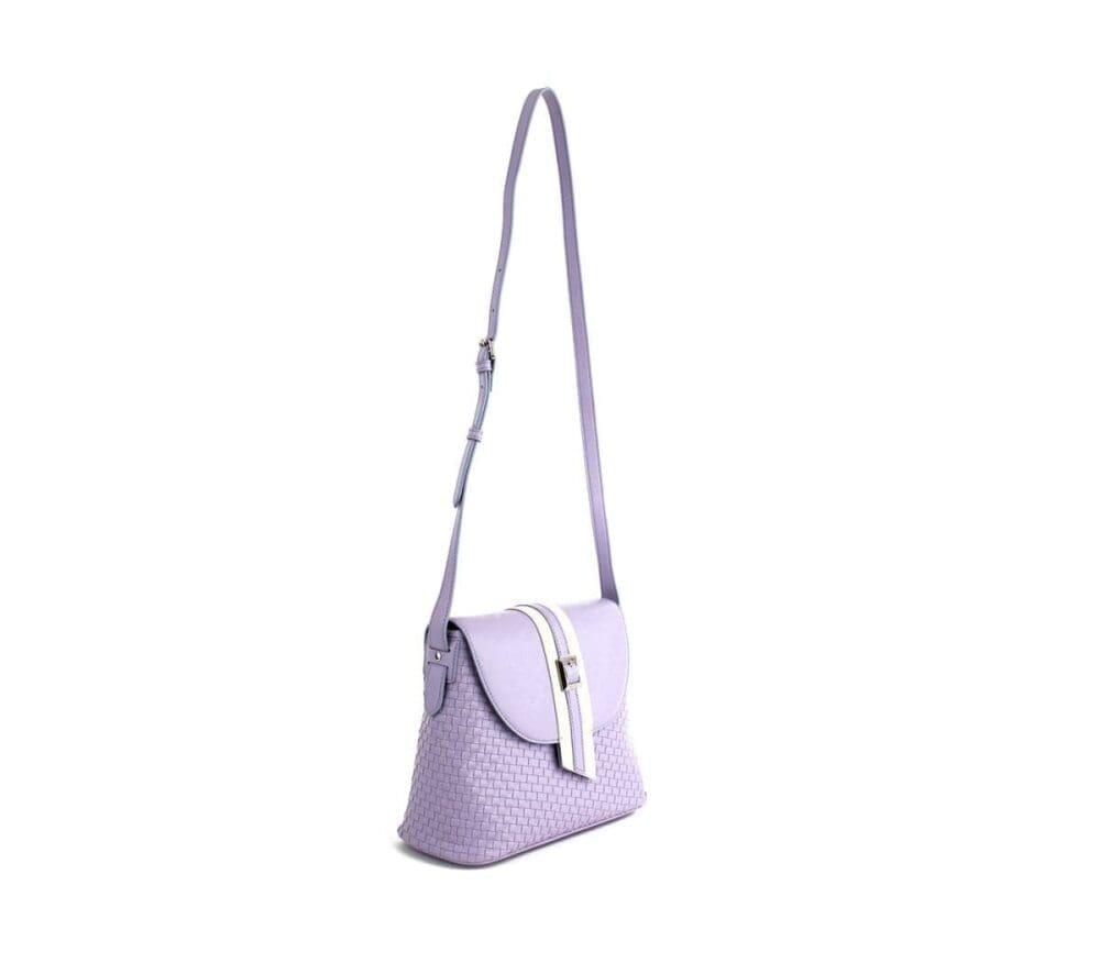 Gunas New York Kate Lilac Vegan Basket Weave Crossbody Bag 4