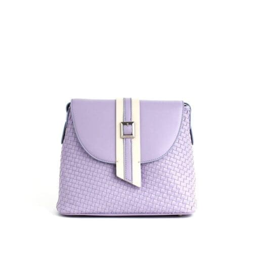 Gunas New York Kate Lilac Vegan Basket Weave Crossbody Bag