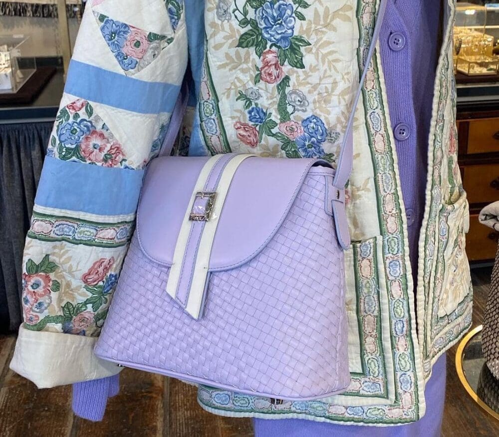 Gunas New York Kate Lilac Vegan Basket Weave Crossbody Bag 6