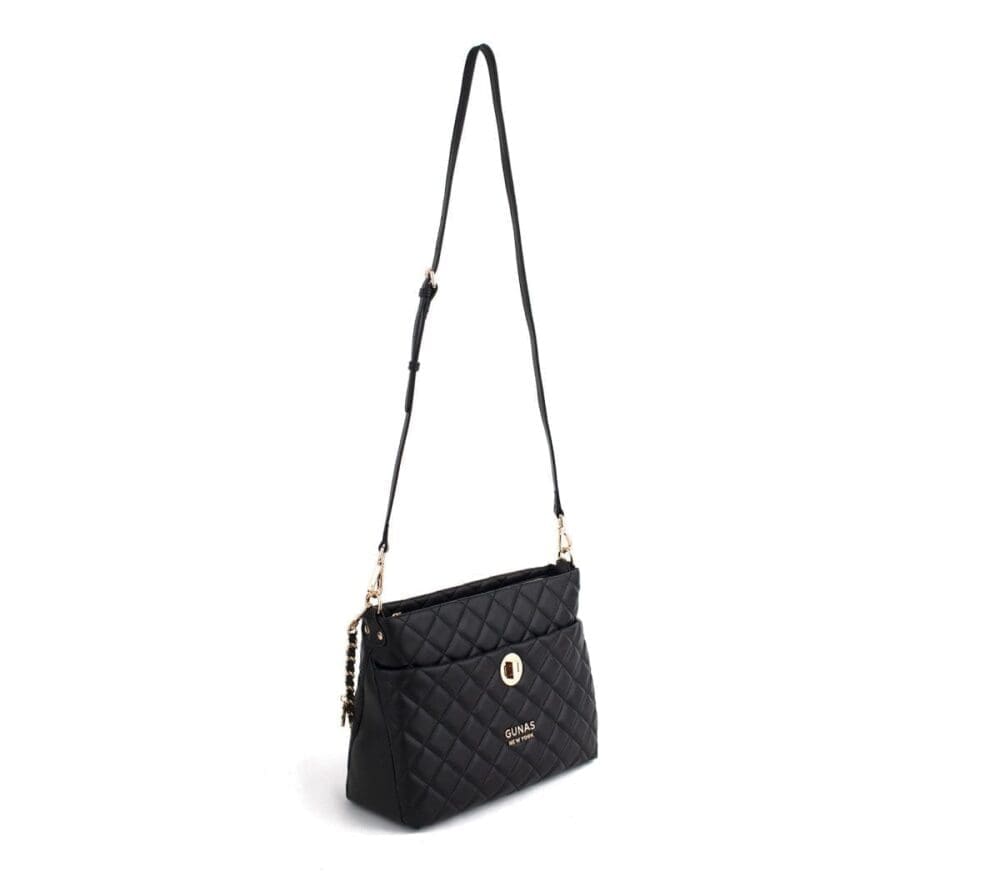 Gunas New York Koi Black Quilted Vegan Leather Crossbody Bag 3