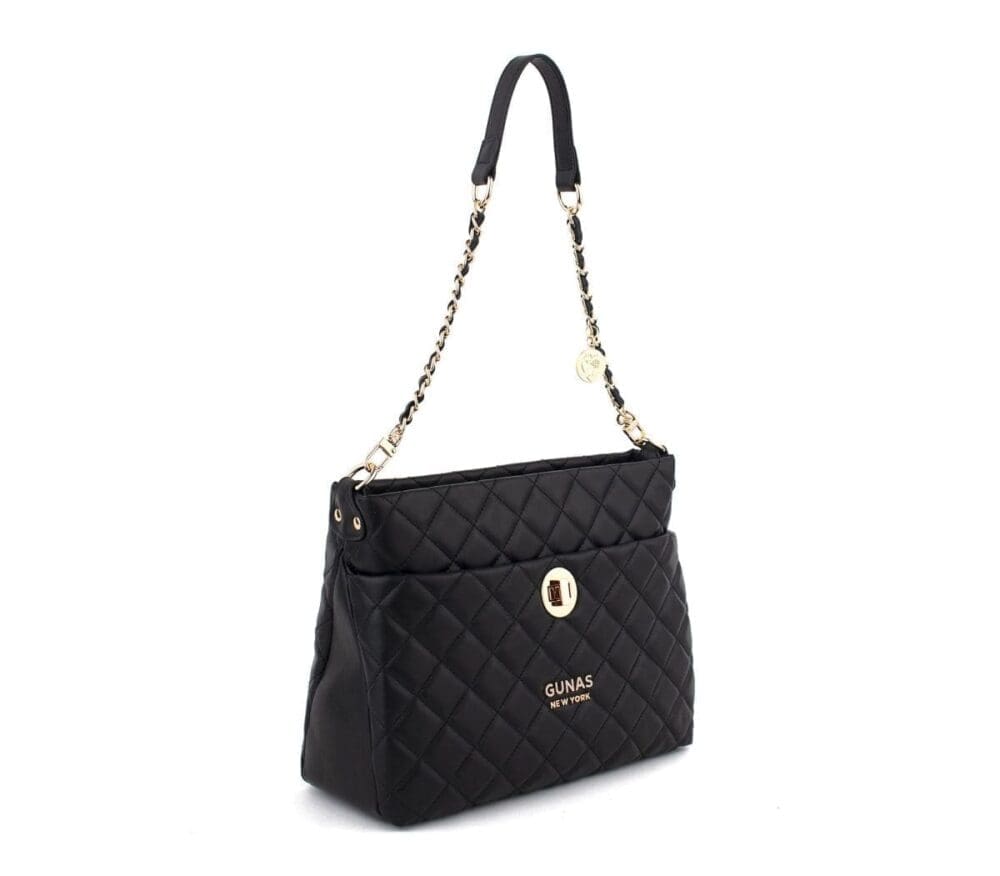 Gunas New York Koi Black Quilted Vegan Leather Crossbody Bag 5