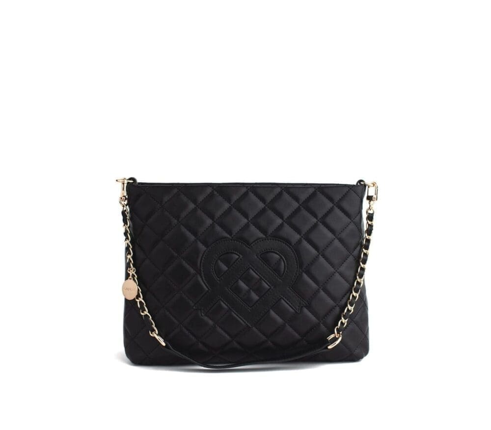 Gunas New York Koi Black Quilted Vegan Leather Crossbody Bag 7