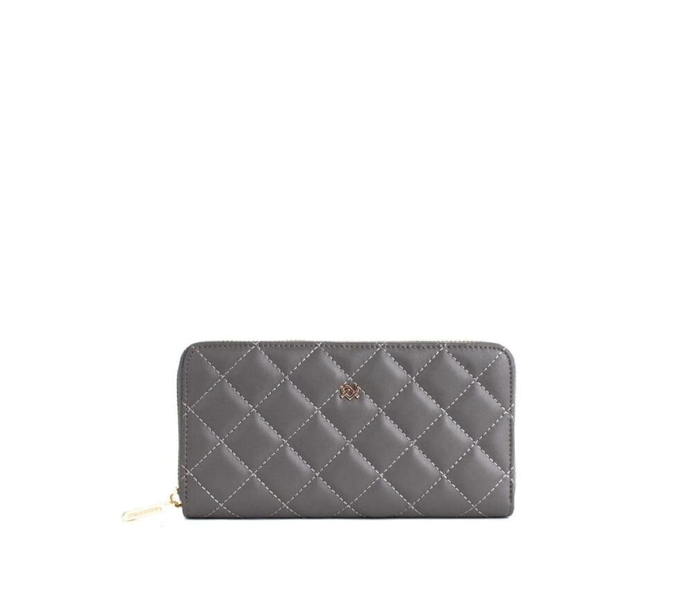 Gunas New York Uptown Grey Quilted Zipper Wallet