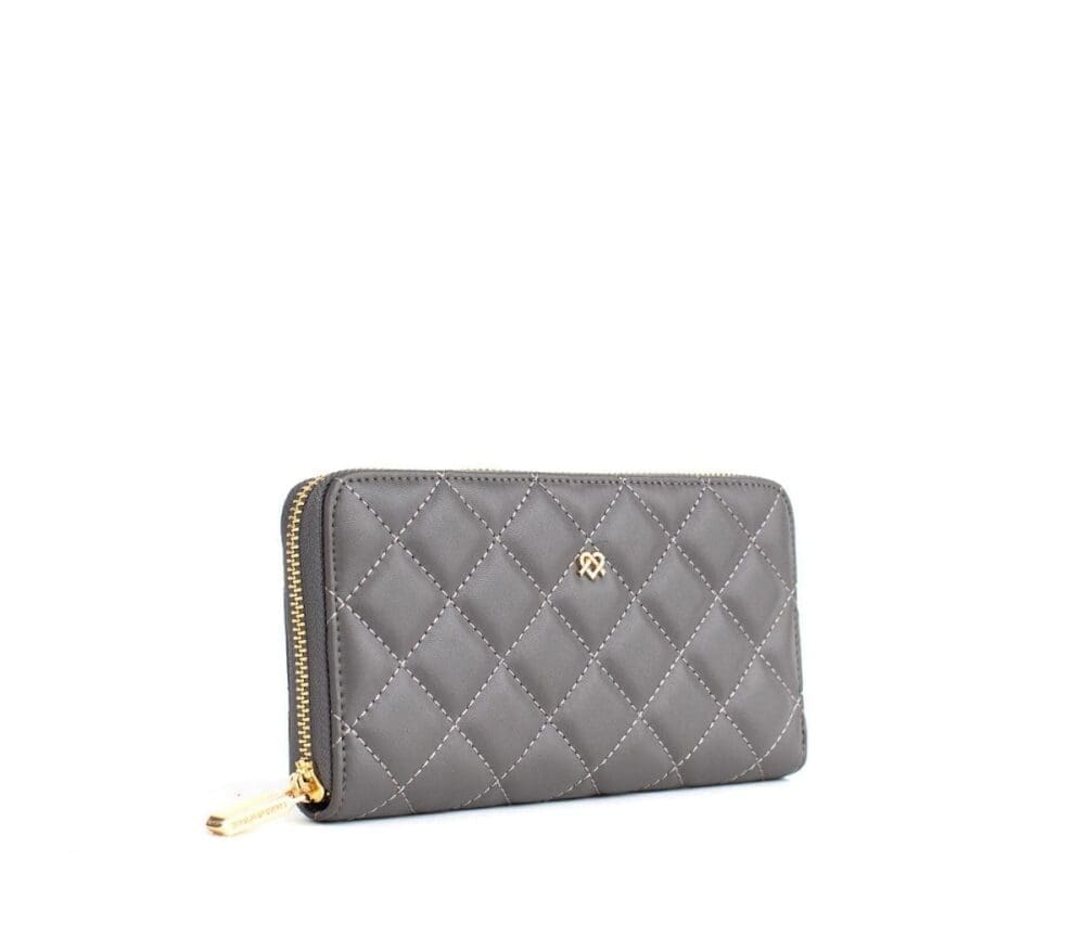 Gunas New York Uptown Grey Quilted Zipper Wallet 2