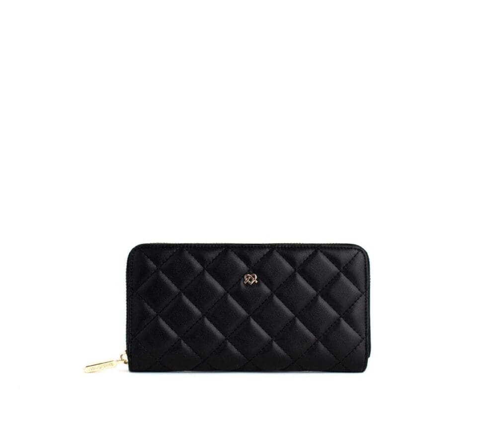 Gunas New York Uptown Quilted Black Zipper Wallet
