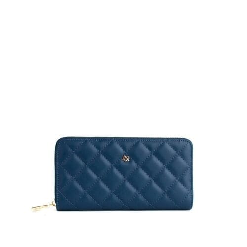 Gunas New York Uptown Quilted Navy Zipper Wallet