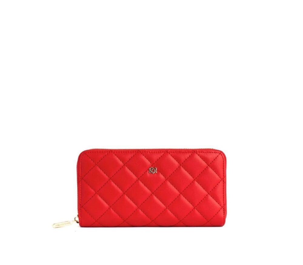 Gunas New York Uptown Quilted Red Zipper Wallet
