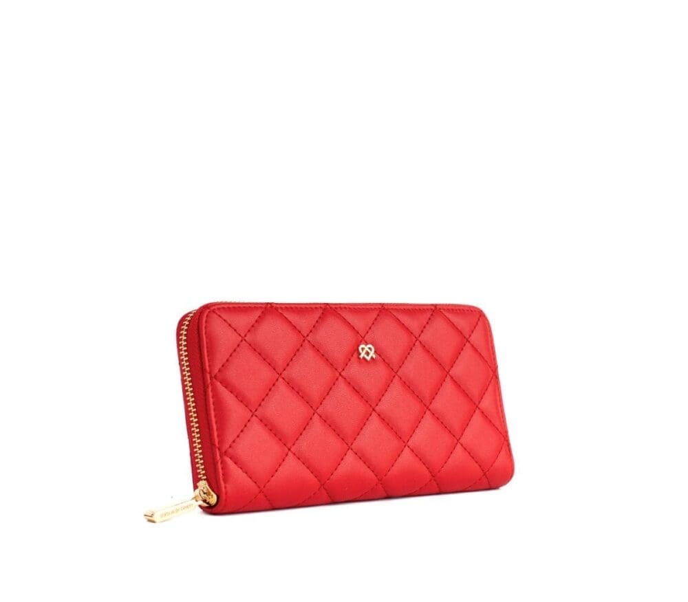 Gunas New York Uptown Quilted Red Zipper Wallet 2