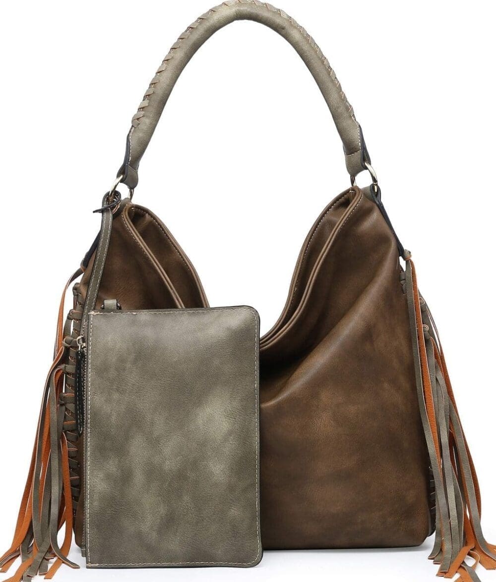 Shomico Oversize Hobo Bag With Fringes And Extra Pouch