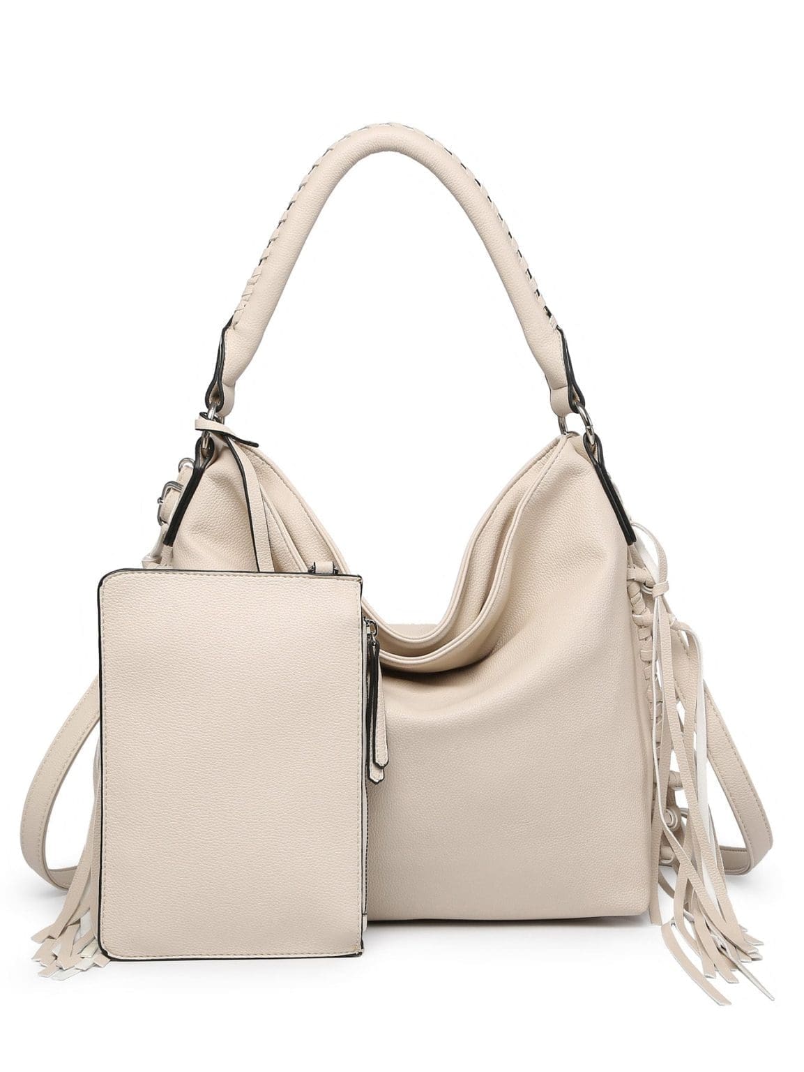 Shomico Oversize Hobo Bag With Fringes And Extra Pouch 5