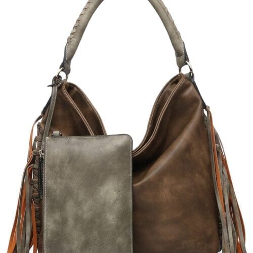 Shomico Oversize Hobo Bag With Fringes And Extra Pouch