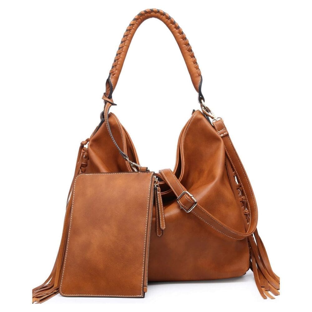 Shomico Oversize Hobo Bag With Fringes And Extra Pouch 6