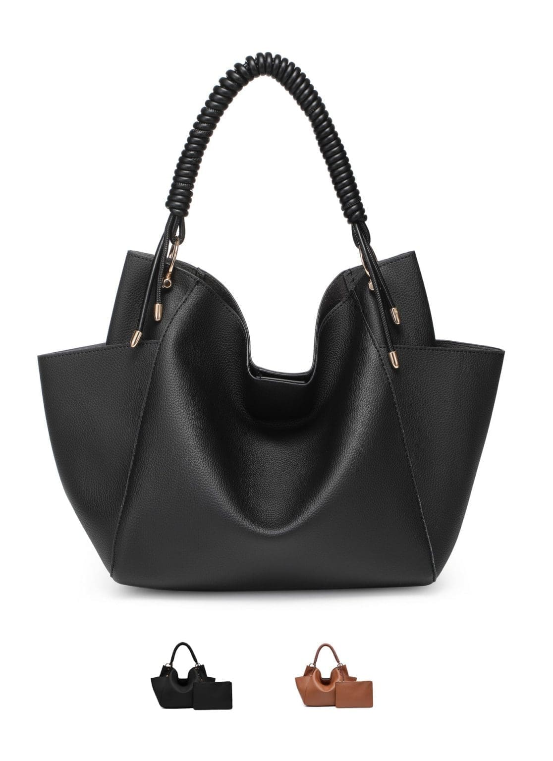 Shomico Soft Hobo Bag With Woven Handle - Elegant