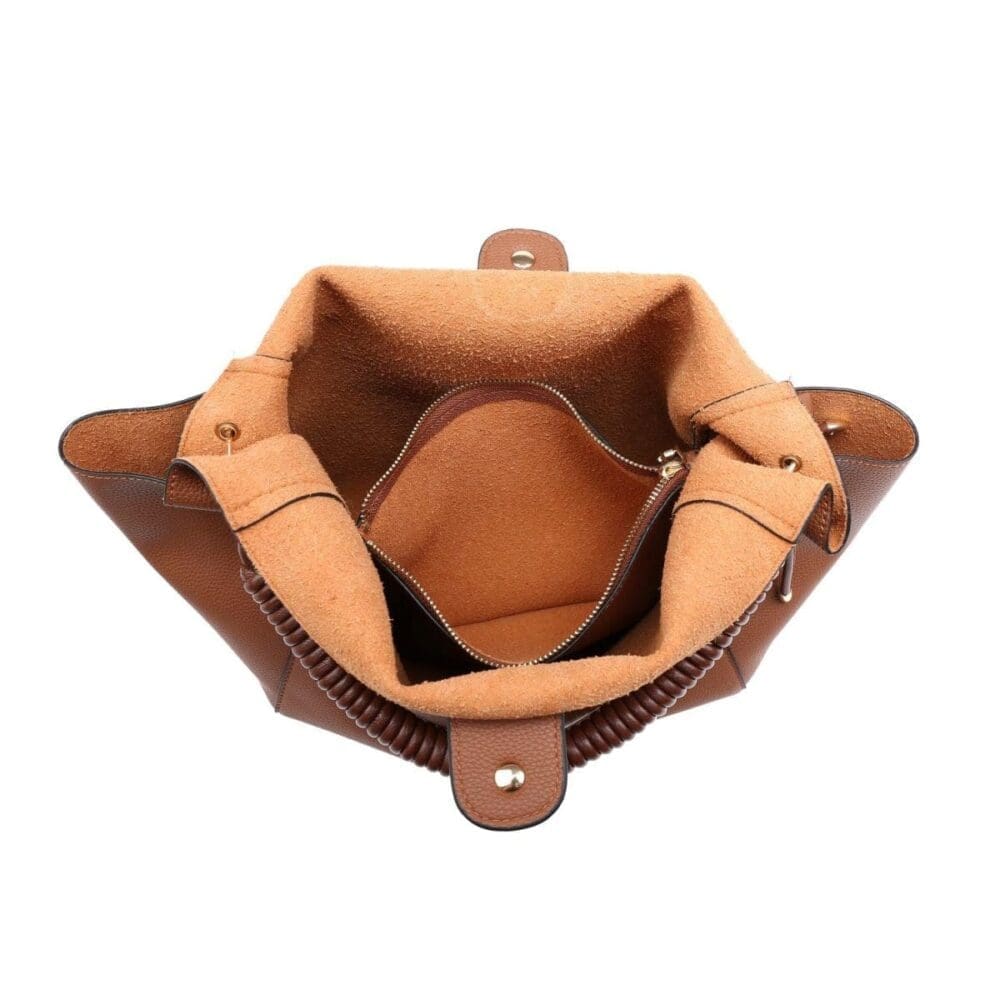 Shomico Soft Hobo Bag With Woven Handle - Elegant - Image 3
