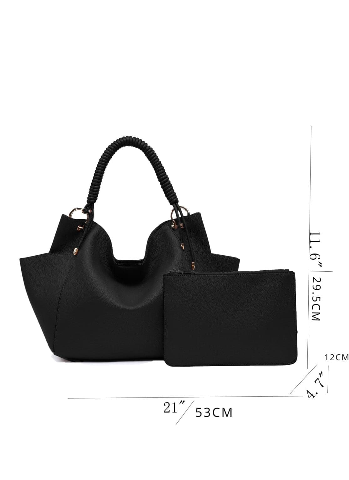 Shomico Soft Hobo Bag With Woven Handle - Elegant - Image 5