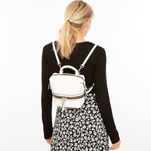 Susu Ashley Small White Leather Backpack Fast Shipping 7