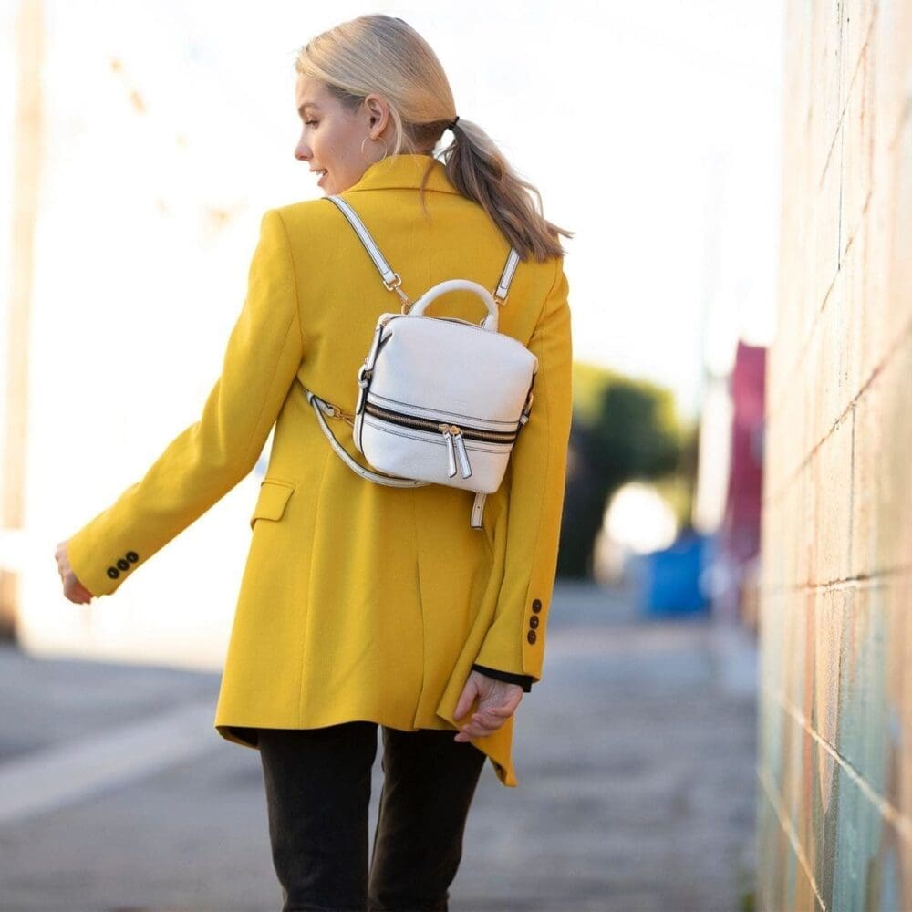 Susu Ashley Small White Leather Backpack Fast Shipping 8
