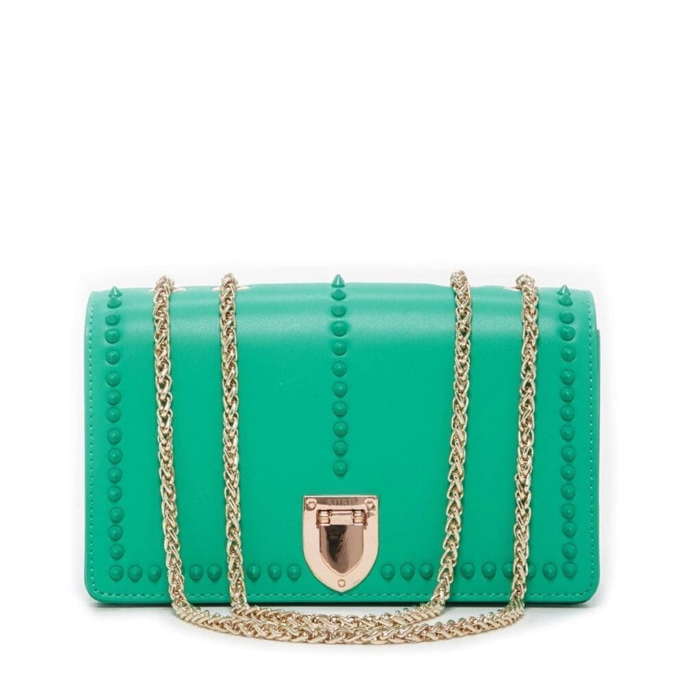 Susu Josie Green Leather Shoulder Bag With Chain Strap