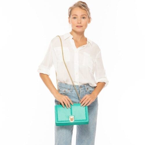 Susu Josie Green Leather Shoulder Bag With Chain Strap 12