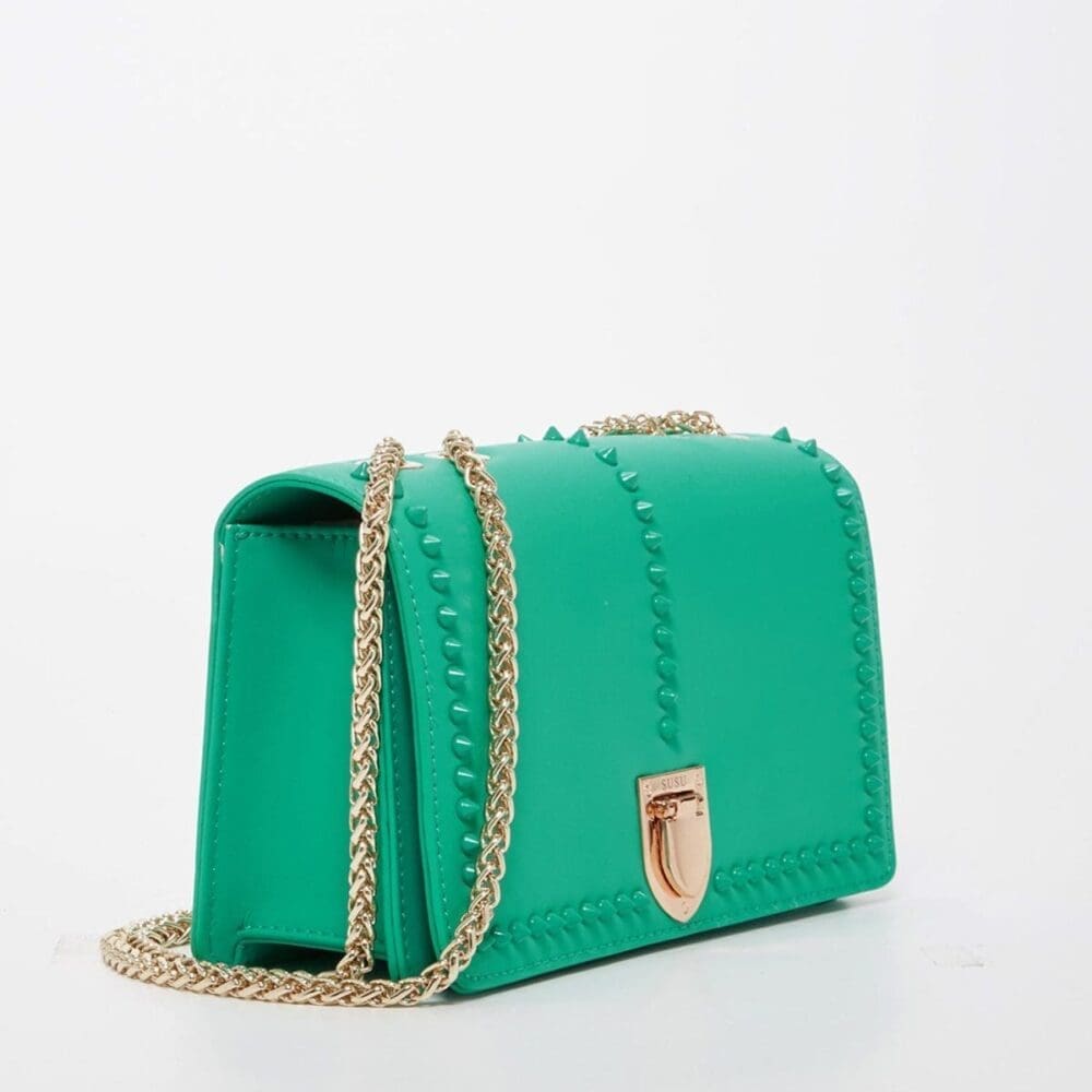 Susu Josie Green Leather Shoulder Bag With Chain Strap 2