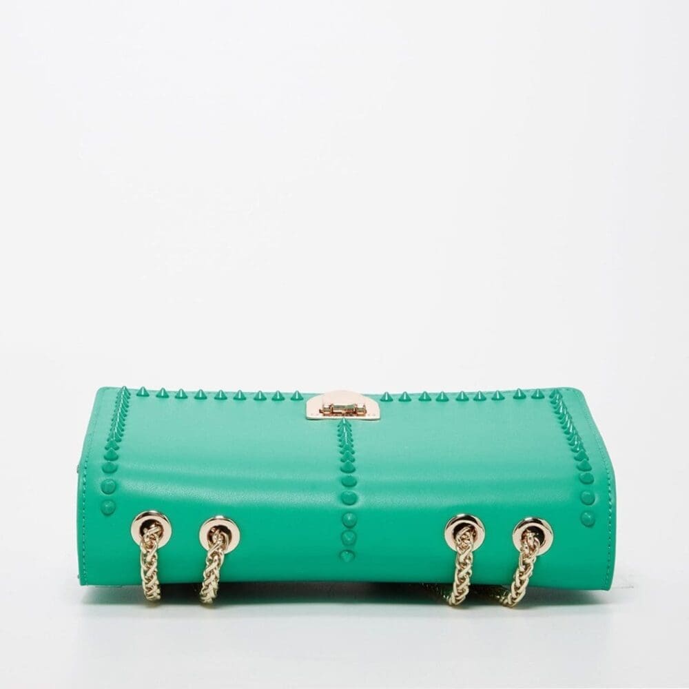 Susu Josie Green Leather Shoulder Bag With Chain Strap 4
