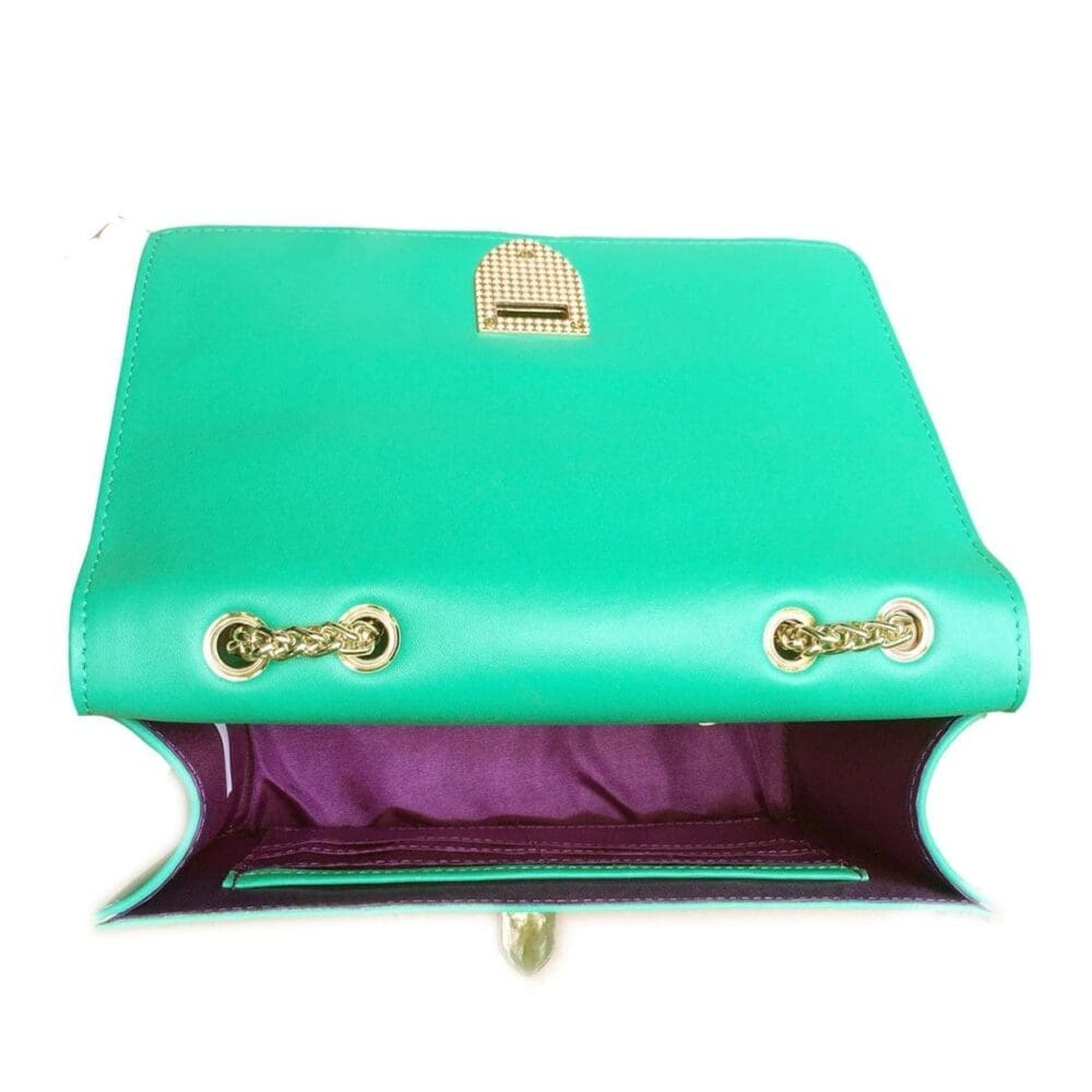 Susu Josie Green Leather Shoulder Bag With Chain Strap 6