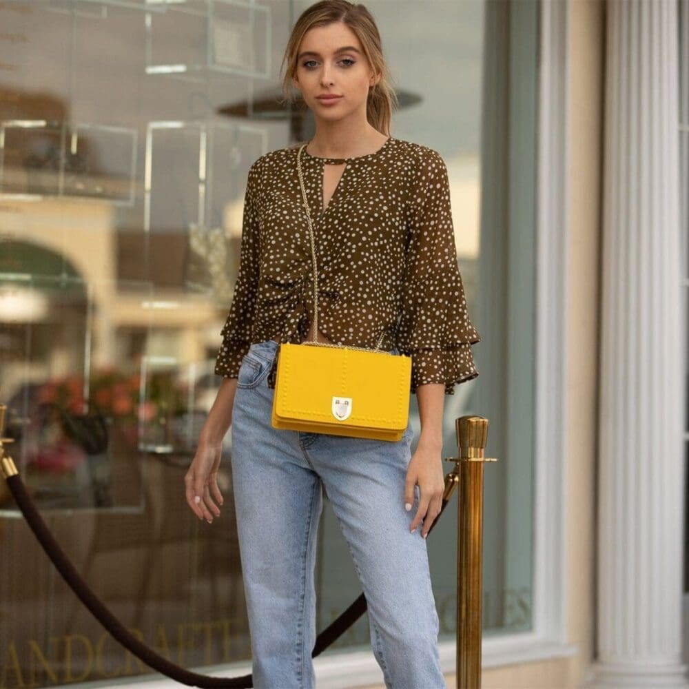 Susu Josie Mustard Yellow Leather Crossbody Bag 9