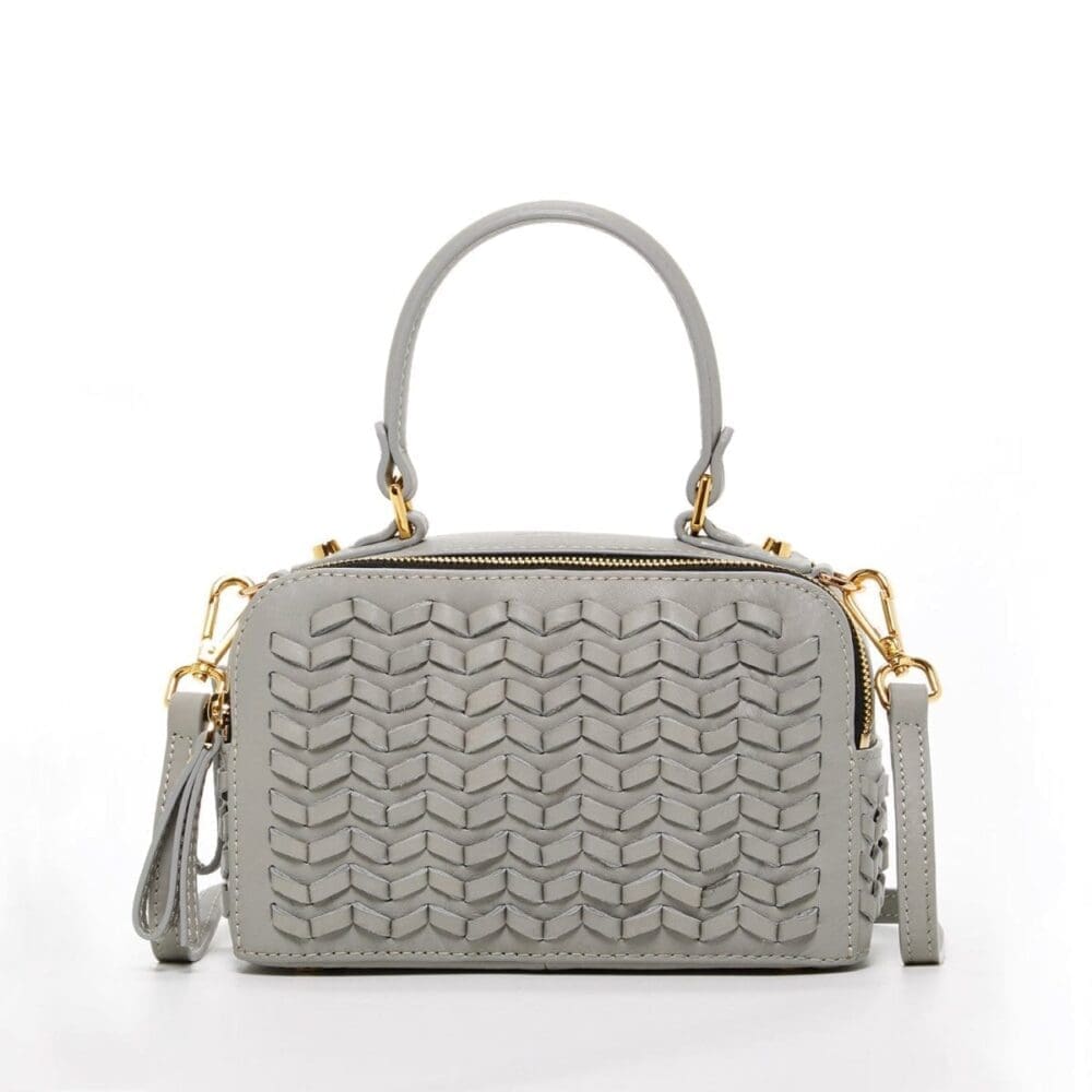 Susu Kayla Light Gray Weave Leather Crossbody Bag
