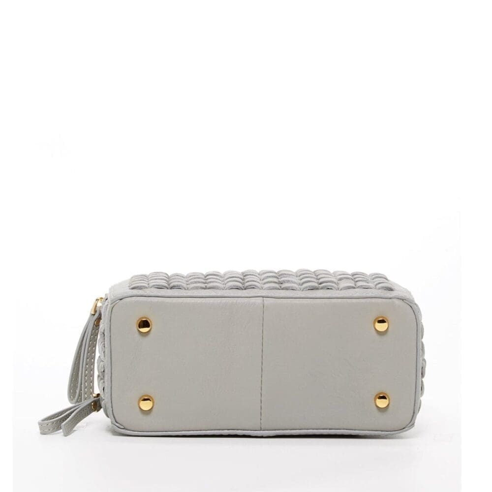 Susu Kayla Light Gray Weave Leather Crossbody Bag 4