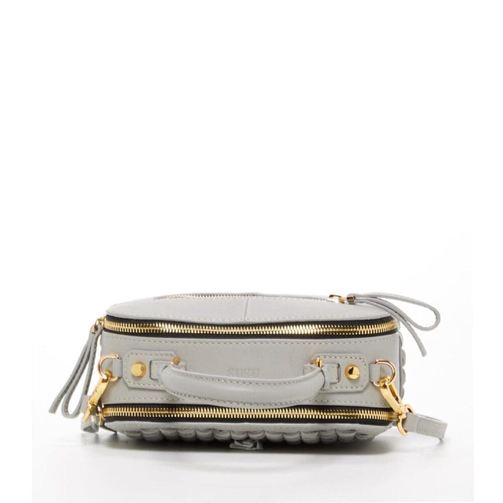 Susu Kayla Light Gray Weave Leather Crossbody Bag 5