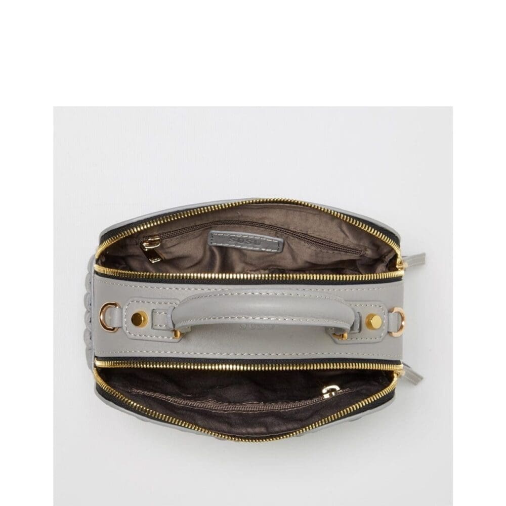 Susu Kayla Light Gray Weave Leather Crossbody Bag 6