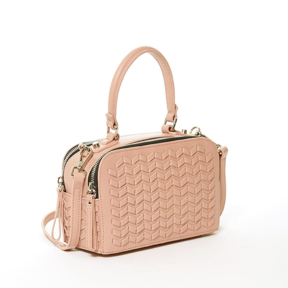 Susu Kayla Woven Pink Leather Crossbody Bag 2