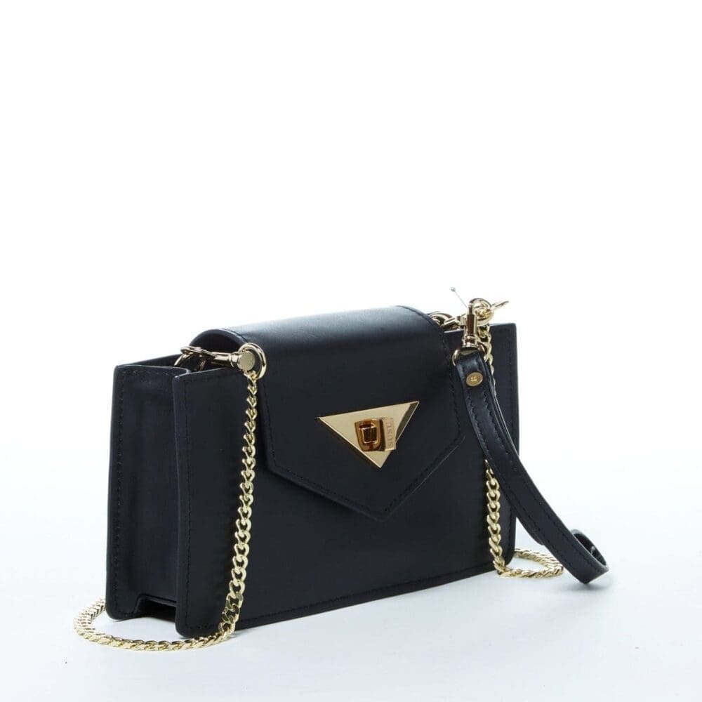 Susu Mary Black Leather Crossbody Bag Wristlet 2