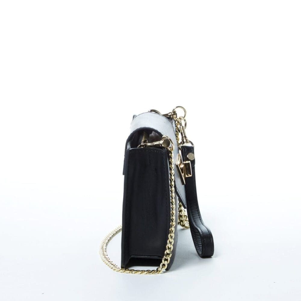 Susu Mary Black Leather Crossbody Bag Wristlet 3