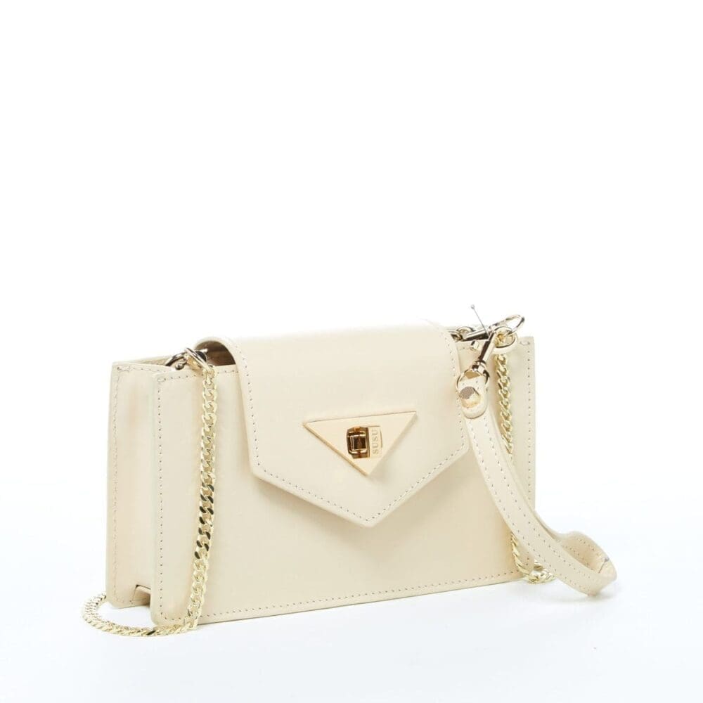 Susu Mary Off White Leather Crossbody Bag Wristlet 2