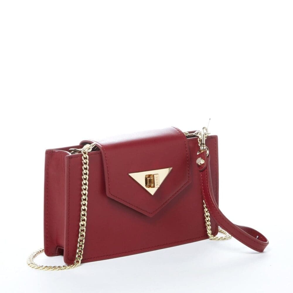 Susu Mary Small Burgundy Leather Crossbody Bag Wristlet