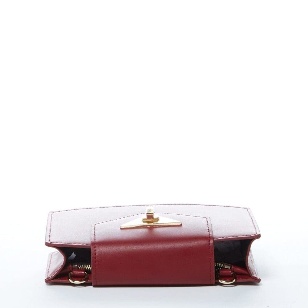 Susu Mary Small Burgundy Leather Crossbody Bag Wristlet 4