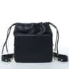 Susu Patricia Black Leather Shoulder Bag Drawstring