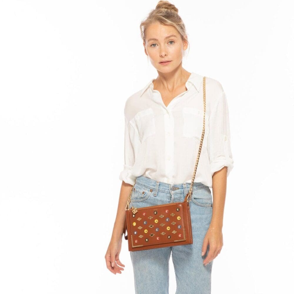Susu Studded Brown Crossbody Bag Exceptional Piece 10